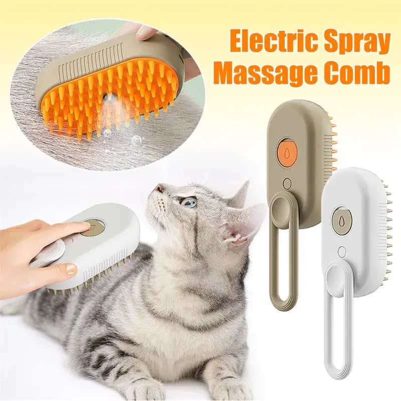 3-in-1 Electric Steam Pet Grooming Brush P'tit Poilu en Sac