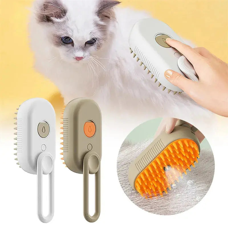3-in-1 Electric Steam Pet Grooming Brush P'tit Poilu en Sac