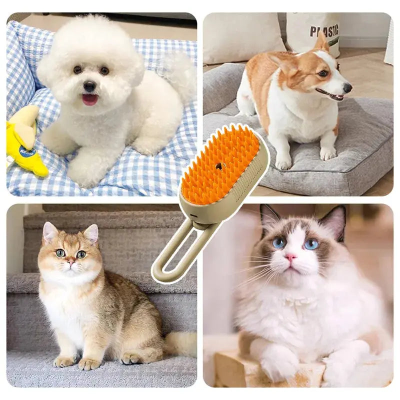 3-in-1 Electric Steam Pet Grooming Brush P'tit Poilu en Sac