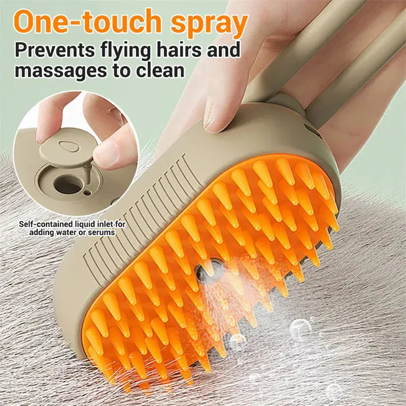 3-in-1 Electric Steam Pet Grooming Brush P'tit Poilu en Sac