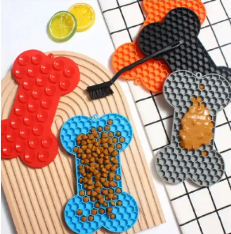 Bone Silicone Licking Dog Slow Food Mat P'tit Poilu en Sac