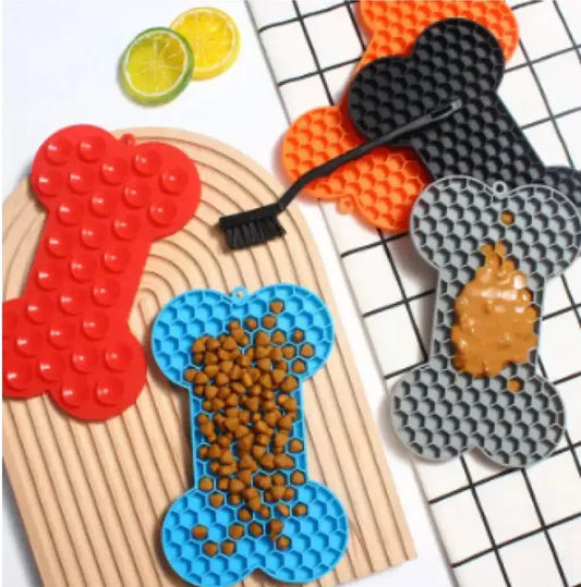 Bone Silicone Licking Dog Slow Food Mat P'tit Poilu en Sac