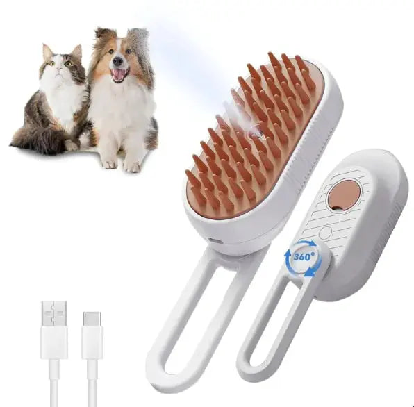Brosse à vapeur 3-en-1 pour chat avec poignée pliable P'tit Poilu en Sac