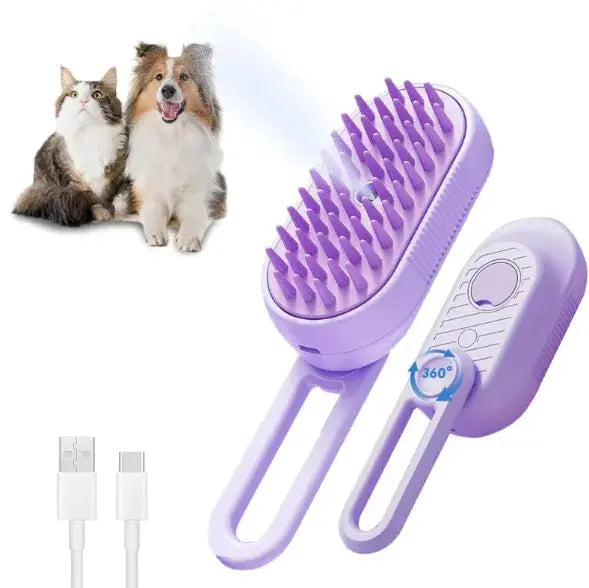 Brosse à vapeur 3-en-1 pour chat avec poignée pliable P'tit Poilu en Sac