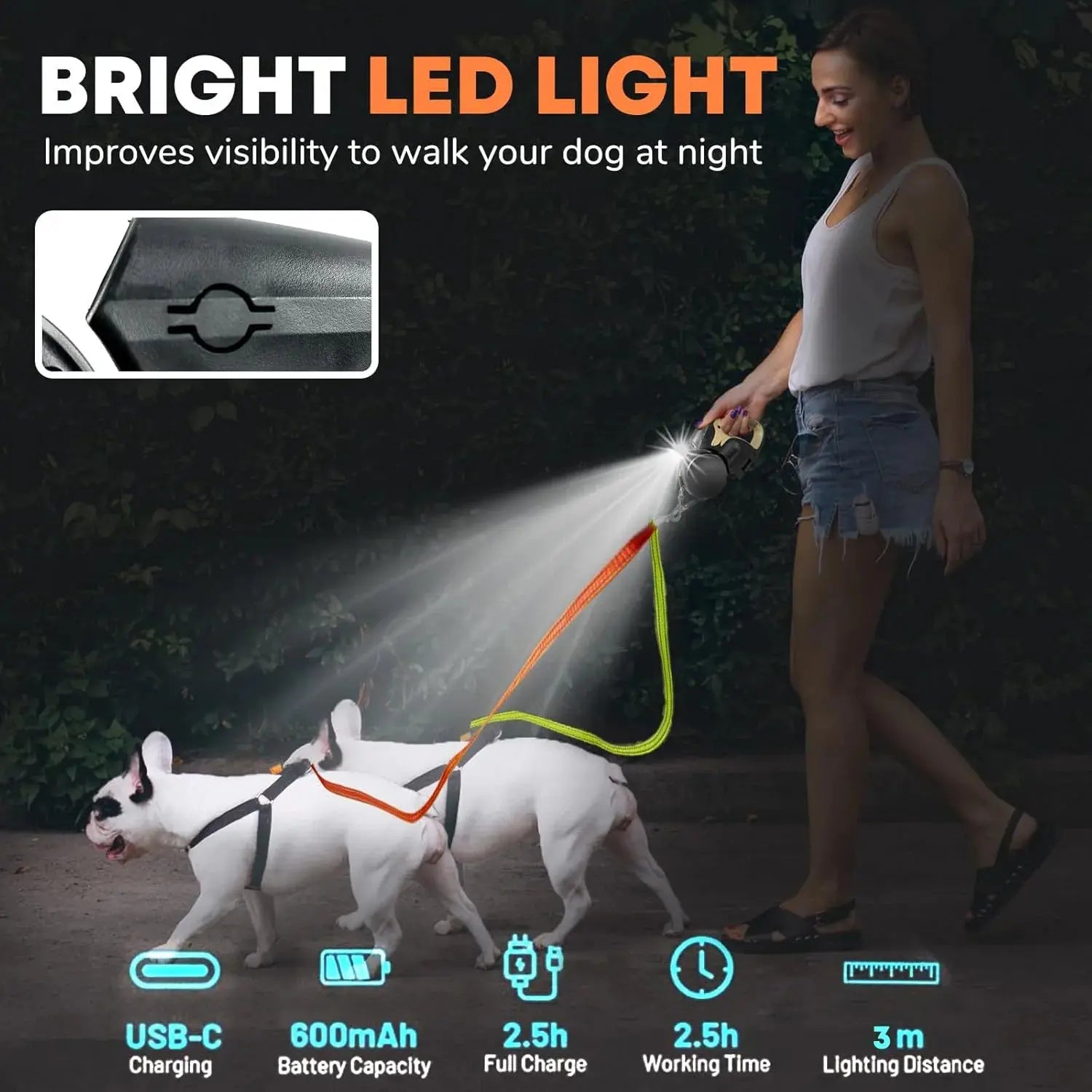 Laisse pour chien rétractable P'tit Poilu en Sac