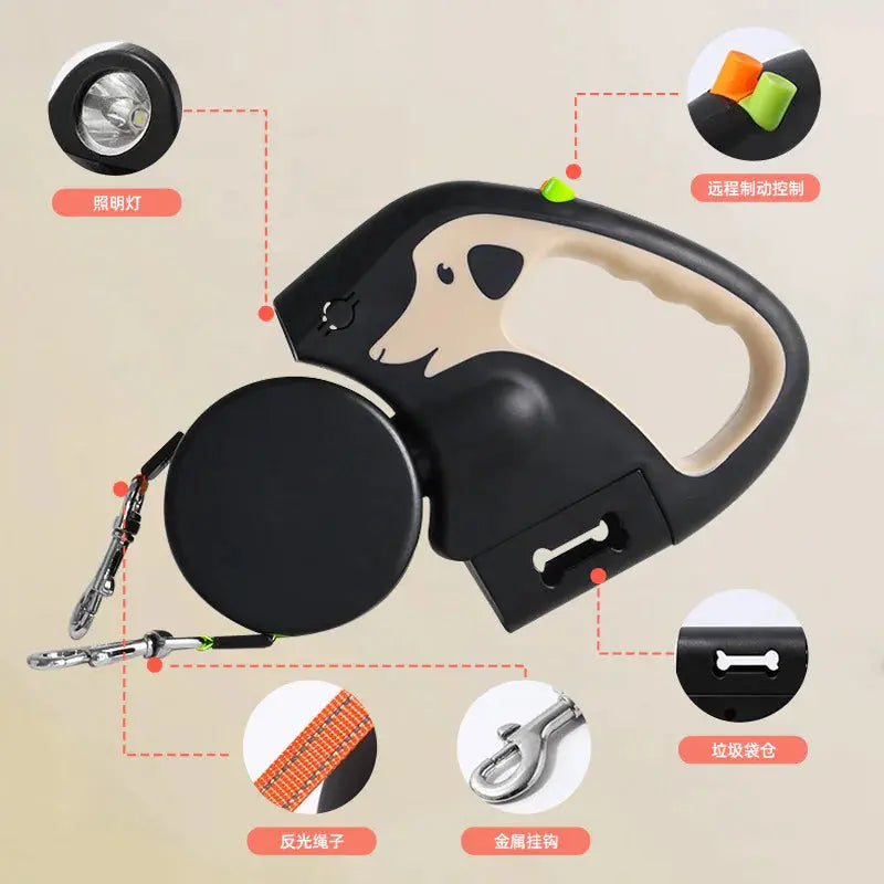 Laisse pour chien rétractable P'tit Poilu en Sac